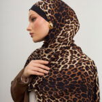 Touch İthal Pamuk İpek Şal Leopar Desen - 416970 - Kahve