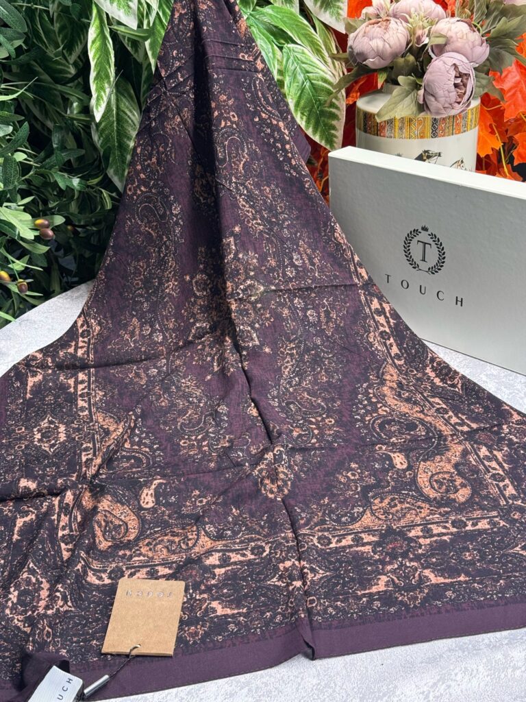 Touch İthal Etnik Desen Pamuk İpek Şal 63456 - Kiraz