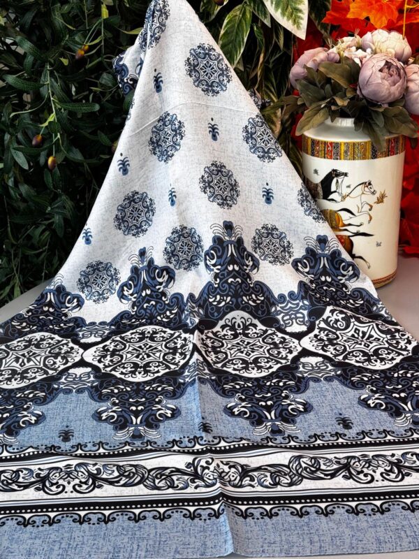Hint Etro Desenli Pamuk Soft Şal – 658960 – Bebe Mavi Beyaz