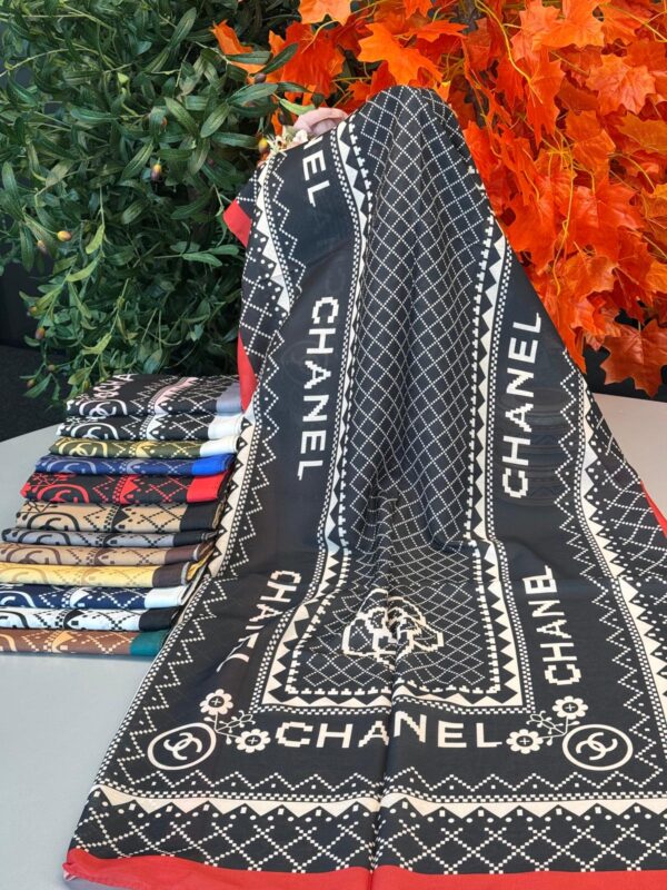 Chanel Çizgili Pamuk Soft Şal 51201 – Kırmızı