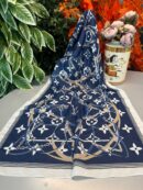 Lv Kemer Desen Pamuk Soft Şal 31230 - Lacivert