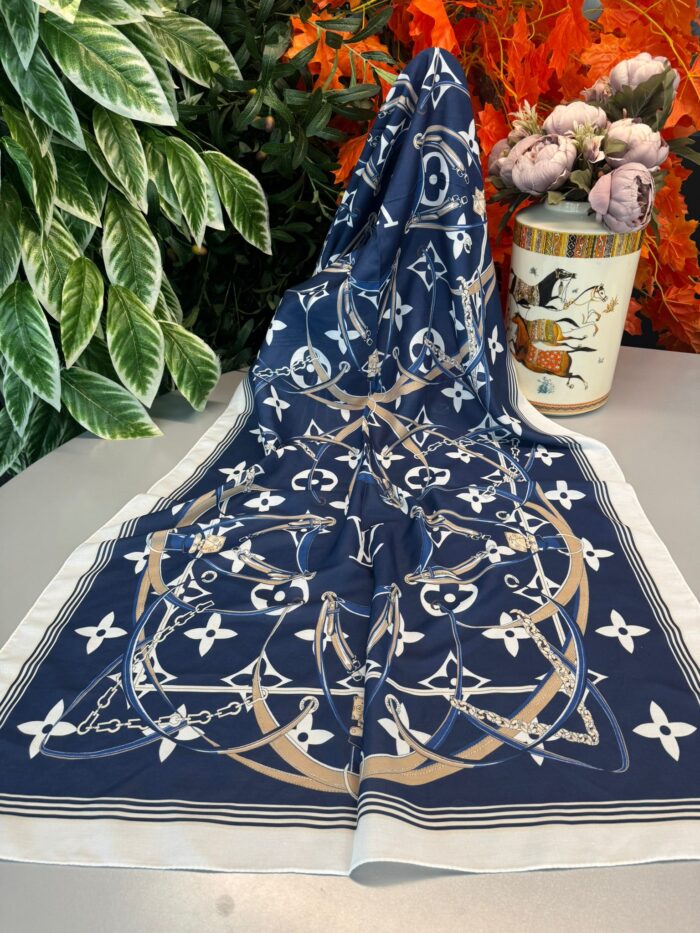 Lv Kemer Desen Pamuk Soft Şal 31230 - Lacivert - Görsel 6