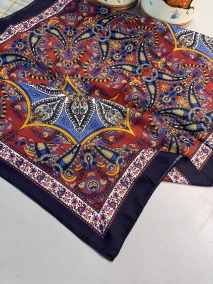 Etro Buta Desenli Pamuk Soft Şal - 377350 - Lacivert Bordo