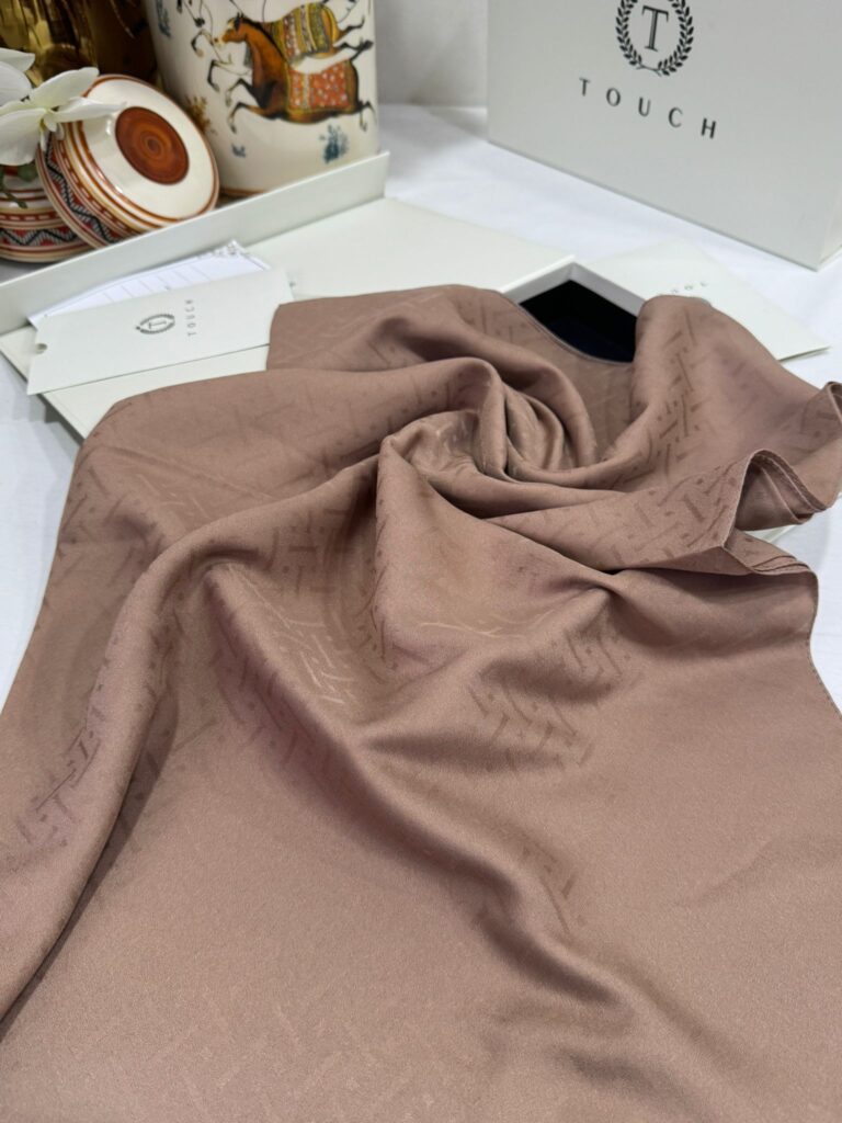 New Desen Pamuk Jakar İpek Şal - 19450 - Açık kahve