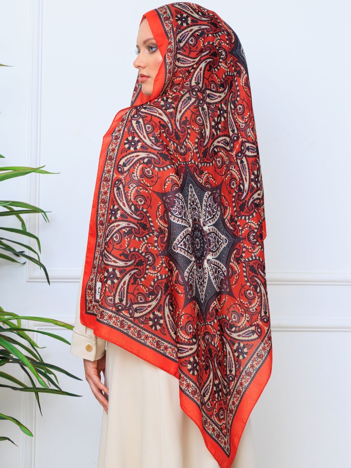 Etro Buta Desenli Pamuk Soft Şal - 377350 - Turuncu