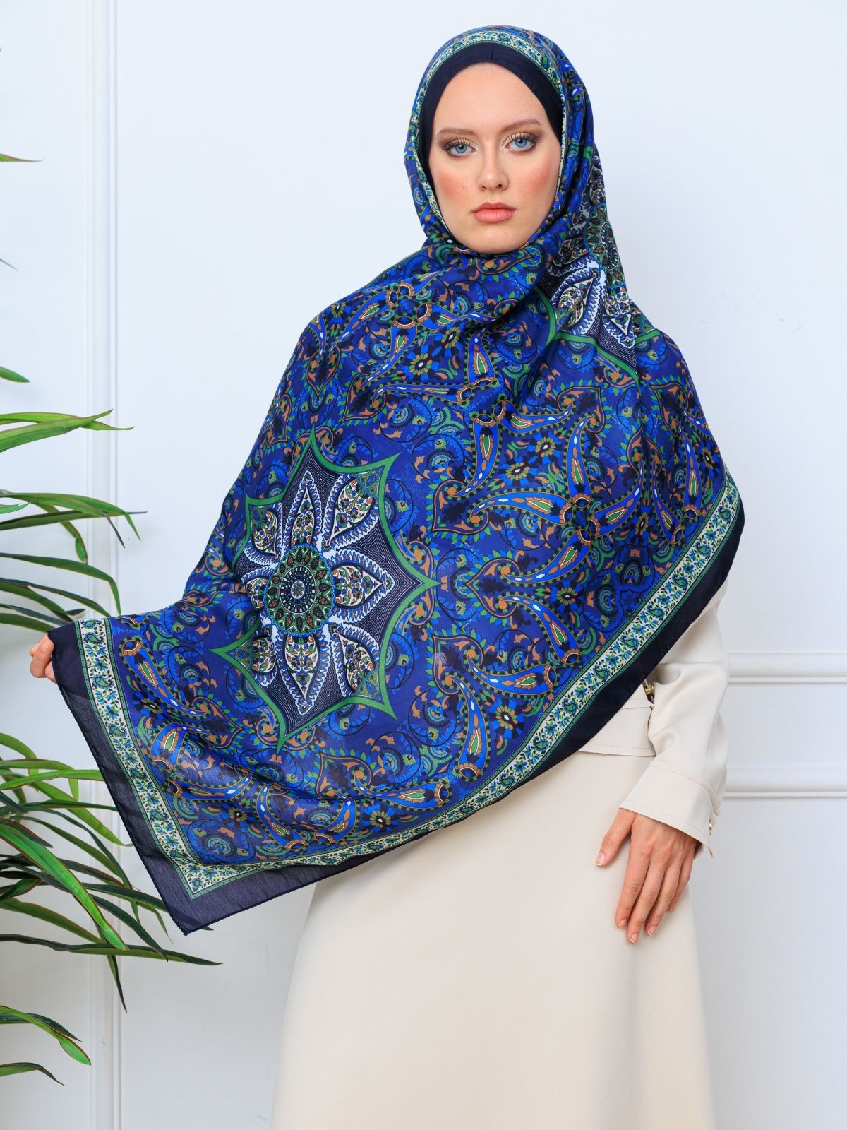 Etro Buta Desenli Pamuk Soft Şal - 377350 - Saks - Görsel 6