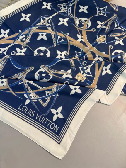 Lv Kemer Desen Pamuk Soft Şal 31230 - Lacivert