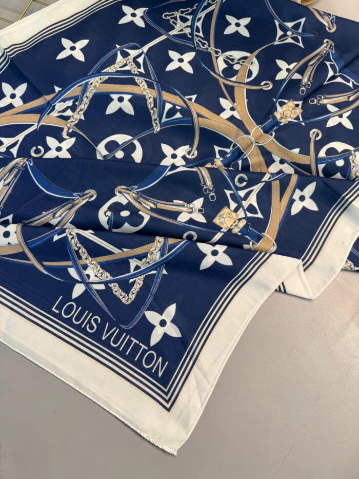 Lv Kemer Desen Pamuk Soft Şal 31230 - Lacivert