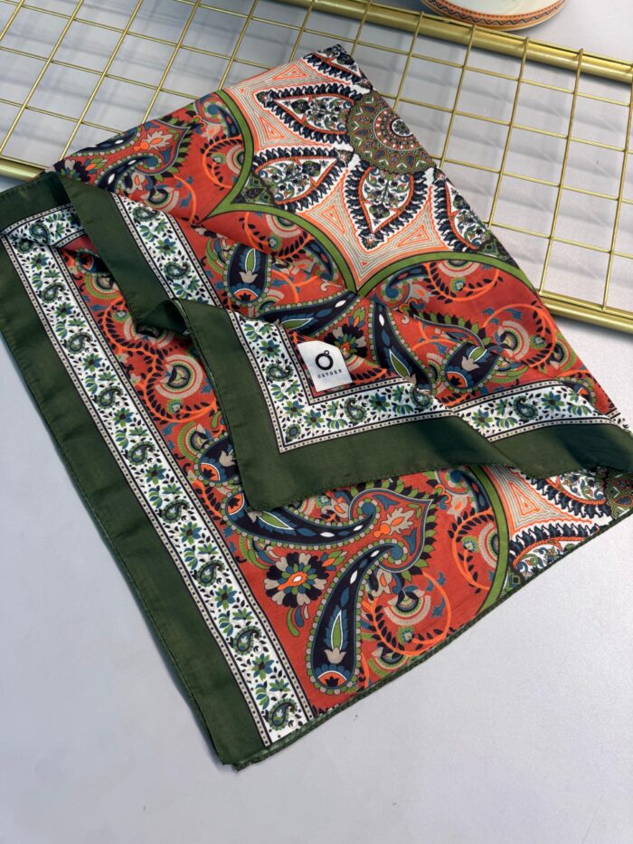 Etro Buta Desenli Pamuk Soft Şal - 377350 - Turuncu Yeşil - Görsel 2
