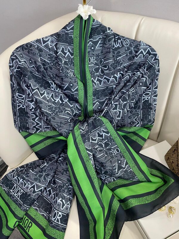 Dior Monogram Pamuk Soft Şal 86021 – LACİVERT-YEŞİL