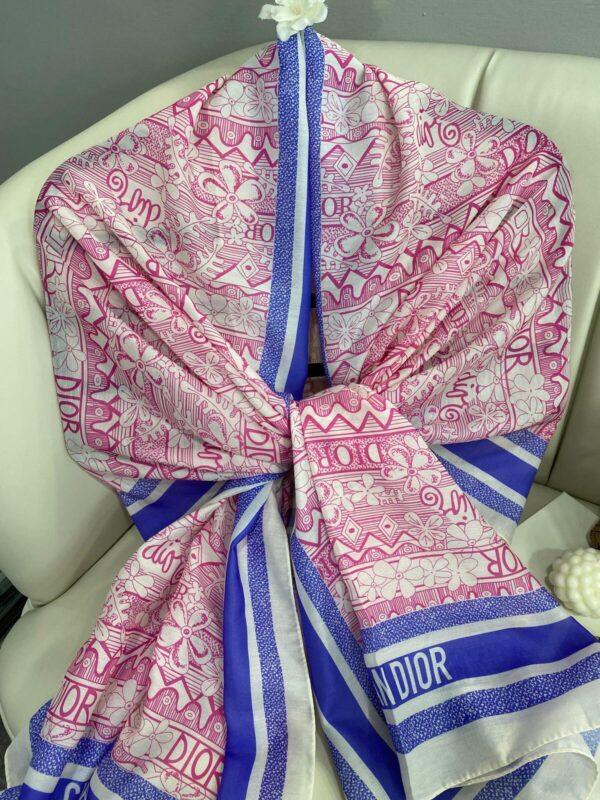 Dior Monogram Pamuk Soft Şal 86021 – BEYAZ-PEMBE