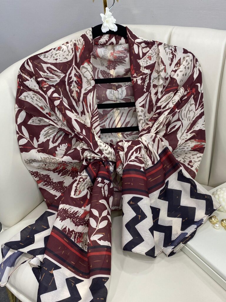 Etnik Desenli Etro Pamuk Soft Şal - 893250 - Bordo