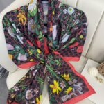 Gucci Çiçek Desen Pamuk Soft Şal 65355 - Siyah/Kırmızı