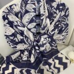 Etnik Desenli  Etro Pamuk Soft Şal - 893250 - Lacivert