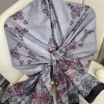 Kupa Desenli Pamuk İpek Şal - 797730 - Gri-Siyah