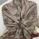 Kupa Desenli Pamuk İpek Şal - 797730 - Bordo-Vizon