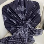 Kupa Desenli Pamuk İpek Şal - 797730 - Siyah-Gri