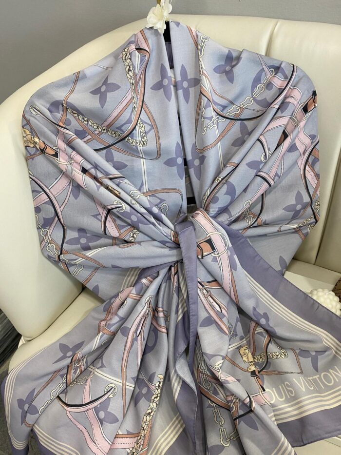 Lv Kemer Desen Pamuk Soft Şal 31230 - Açık Gri - Görsel 3