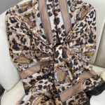 Hermes Leopar Pamuk Soft Şal 65329 - Latte