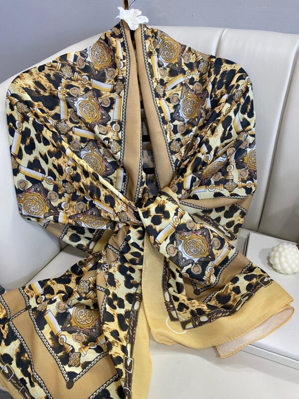 Hermes Leopar Pamuk Soft Şal 65329 – Gold
