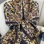 Hermes Leopar Pamuk Soft Şal 65329 - SİYAH-KAHVE