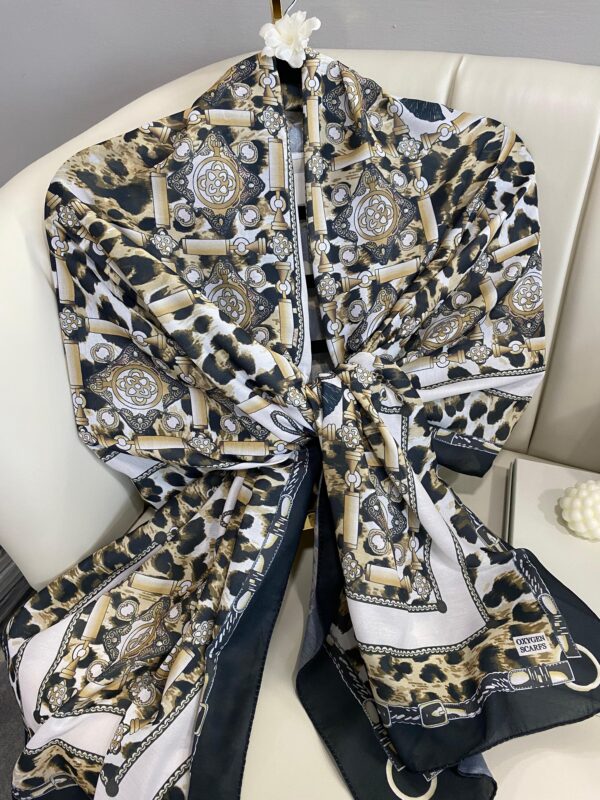Hermes Leopar Pamuk Soft Şal 65329 – Vanilya