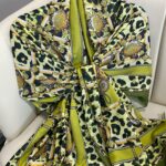Hermes Leopar Pamuk Soft Şal 65329 - Yağ Yeşili