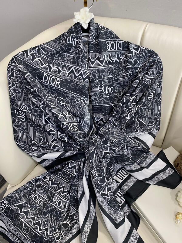 Dior Monogram Pamuk Soft Şal 86021 – Siyah