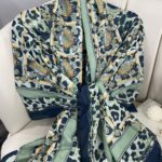 Hermes Leopar Pamuk Soft Şal 65329 - Mint