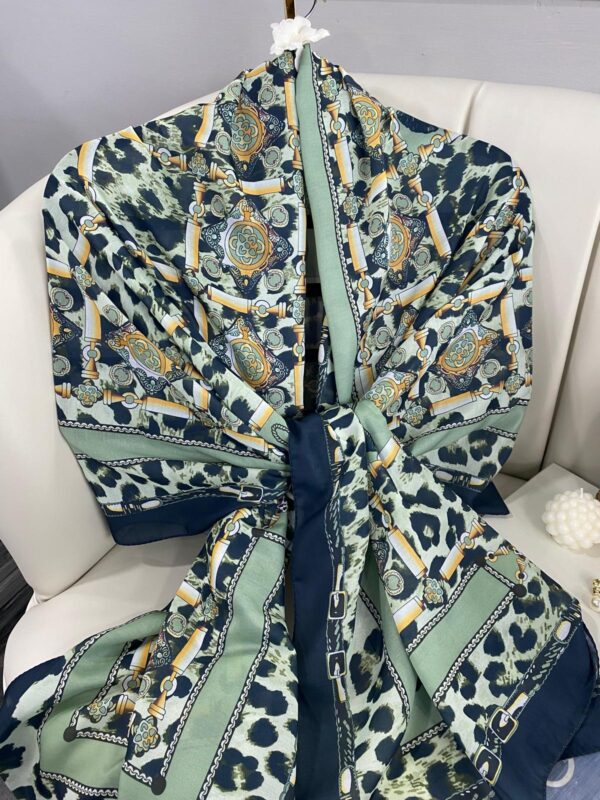 Hermes Leopar Pamuk Soft Şal 65329 – Mint