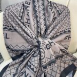 Chanel Çizgili Pamuk Soft Şal 51201 - Füme