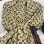 NEW GUCCİ Desen Pamuk İpek Şal-64750- Acı Kahve