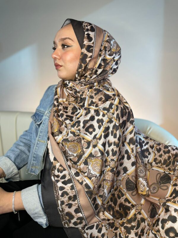 Hermes Leopar Pamuk Soft Şal 65329 – Kızıl Kahve