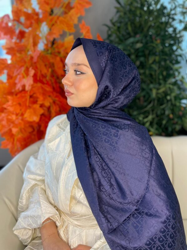 İthal Dior Pamuk Yün İpek Şal 49103 – Lacivert