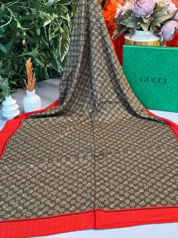 Gucci A Kalite İthal Yün İpek Şal – Kırmızı- Mürdüm