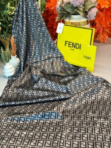 İthal Çifttaraflı Fendi İnci Vual İpek Şal -Antrasit