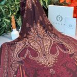 Touch İthal Etnik Desen Yün İpek Şal - Vişne Çürüğü