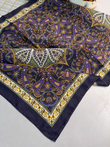 Etro Buta Desenli Pamuk Soft Şal - 377350 - Lacivert