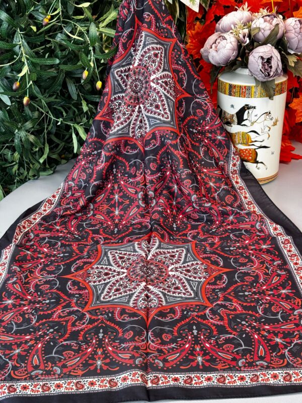 Etro Buta Desenli Pamuk Soft Şal – 377350 – Siyah Kızıl