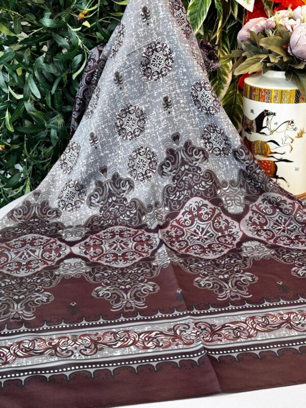 Hint Etro Desenli Pamuk Soft Şal – 658960 – Bordo Gri