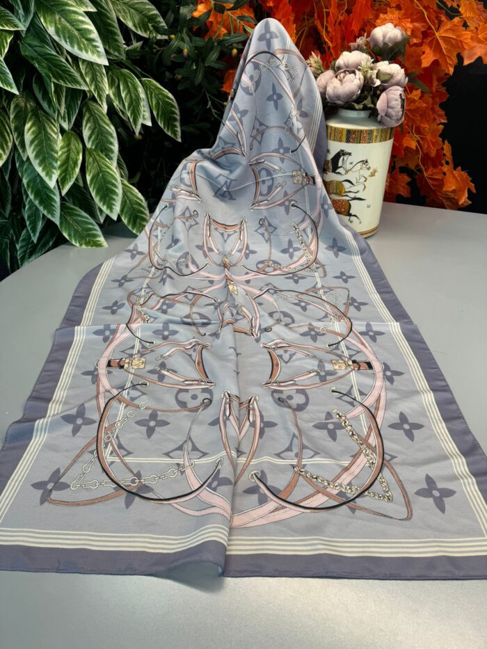 Lv Kemer Desen Pamuk Soft Şal 31230 - Açık Gri - Görsel 4