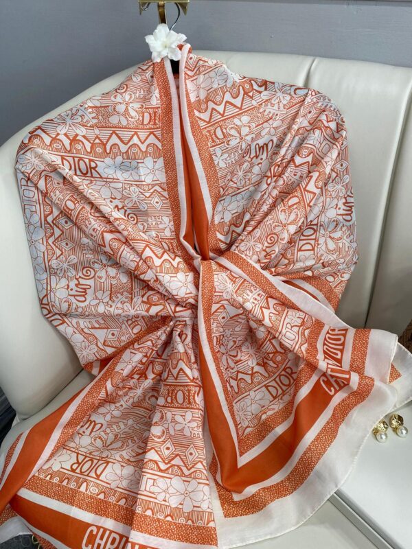 Dior Monogram Pamuk Soft Şal 86021 – Oranj