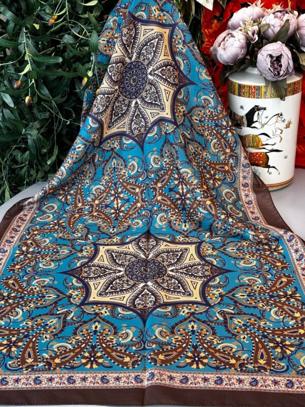 Etro Buta Desenli Pamuk Soft Şal – 377350 – Bebe Mavisi Kahve