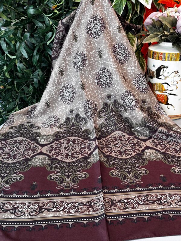 Hint Etro Desenli Pamuk Soft Şal – 658960 – Bordo Latte