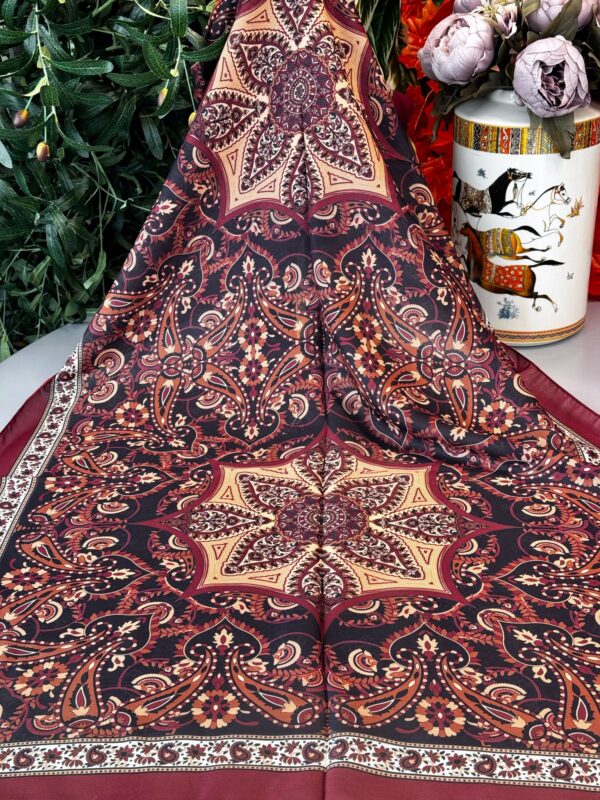 Etro Buta Desenli Pamuk Soft Şal – 377350 – Bordo Siyah