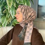 G Desenli İpek Kaşmir Çift Taraflı Şal 440344 - Vizon Siyah