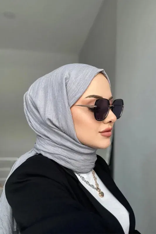 Organic Scarfs Bambu Kraş Şal Modeli – Gri