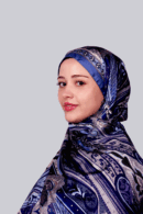 Rüzgar Desen Vual İpek Şal -122336- Gök Mavisi