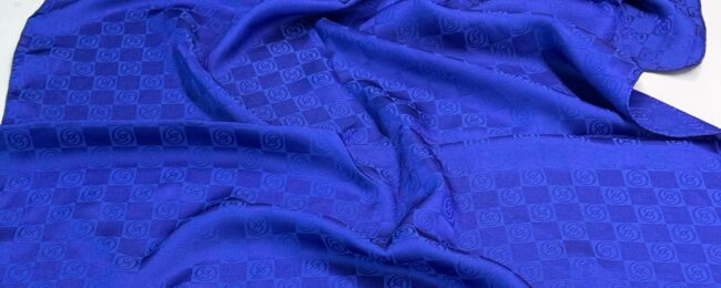 Vakko Desen Twill İpek Şal - Koyu Saks