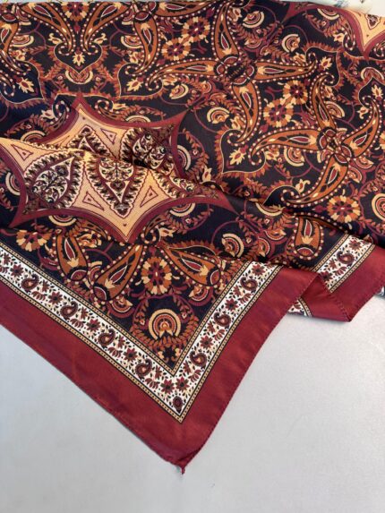Etro Buta Desenli Pamuk Soft Şal - 377350 - Bordo Siyah